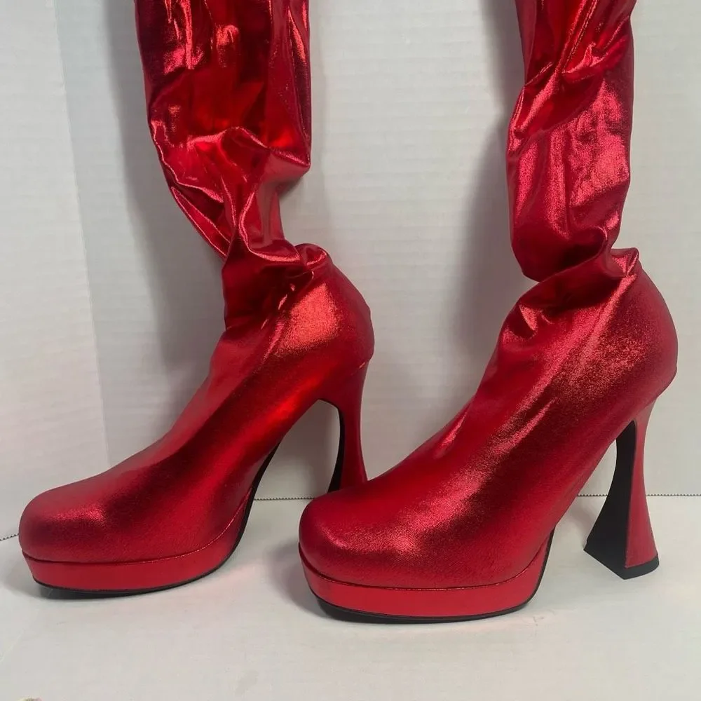 Jeffrey Campbell BNIB XS-S PANTALONES 6M platform Metallic Red Very small waist - Picture 3 of 16